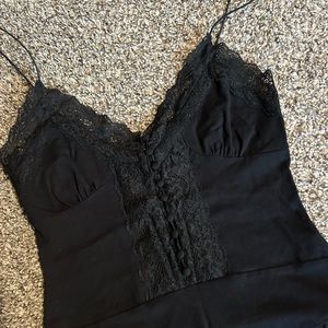 Black Lace Trim Bodysuit Size L